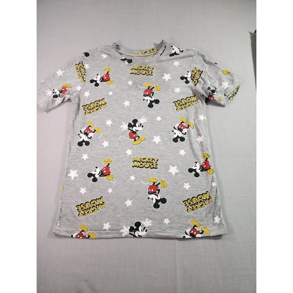 Disney Mickey Mouse  Gray All Over Print Shirt Stars Short Sleeve Size S